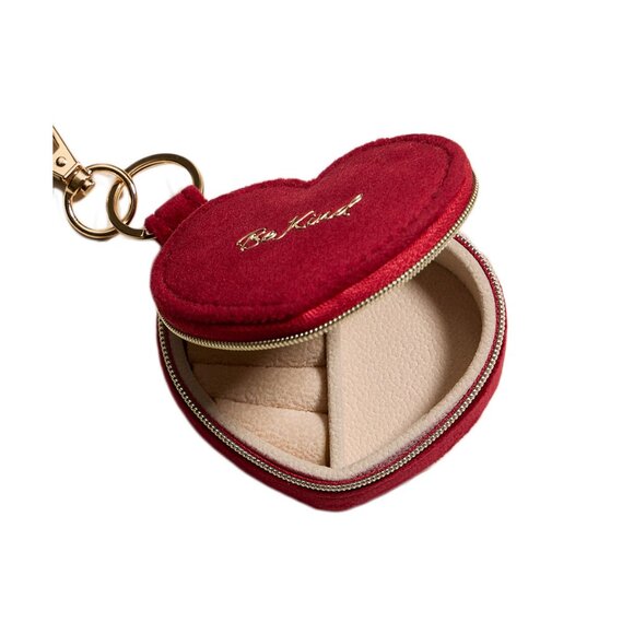 Tigerstars Red BE KIND Embroidered Heart Shaped Travel Jewelry Case Keychain Bag - Picture 2 of 4